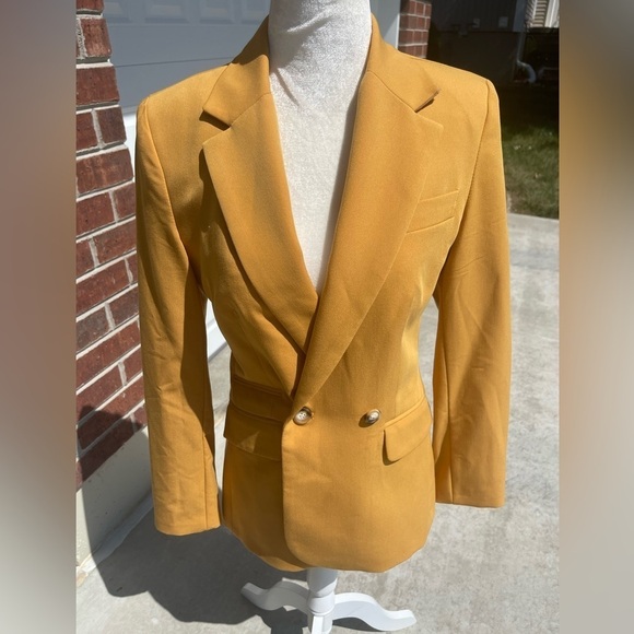 TopShop Mustard Yellow Blazer Size 4 - Picture 1 of 5